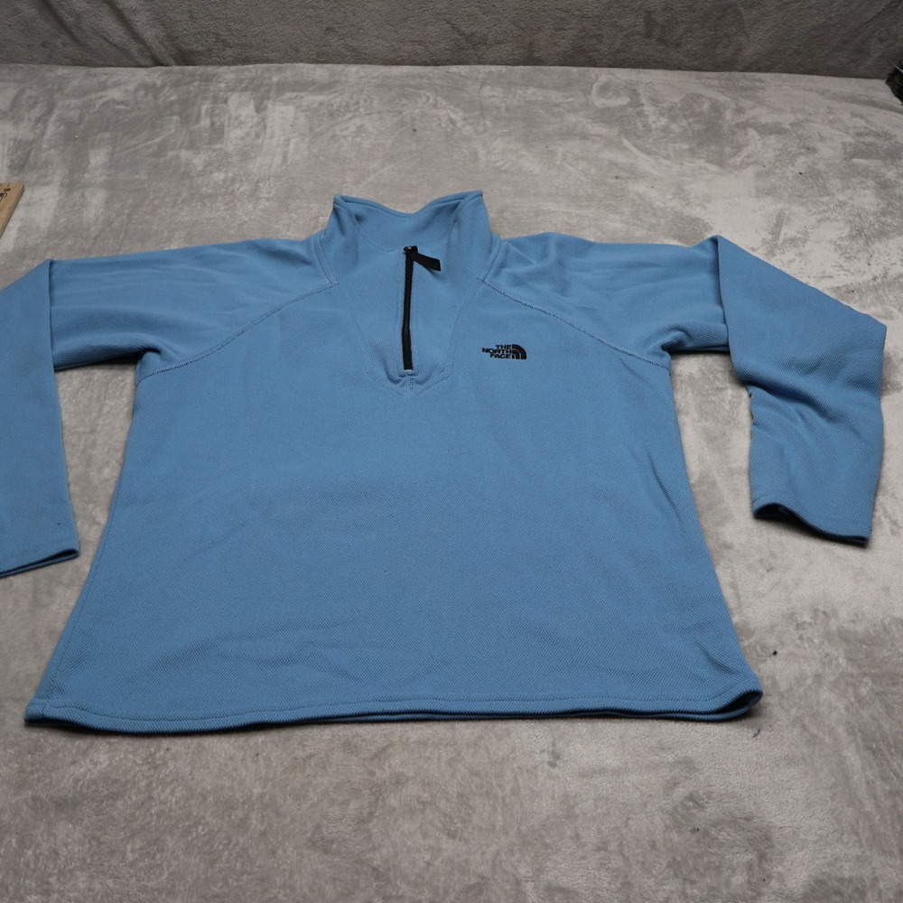 North Face Sweatshirt Womens Medium Blue Fleece 1/4 Zip Pullover Outdoor Hiking